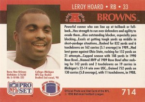Leroy Hoard Cleveland Browns 1990 NFL ProSet No. 714 back