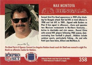 Max Montoya Cincinnati Bengals 1990 Pro Set Pro Bowl No. 358