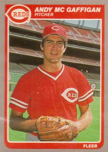 Andy McGaffigan 1985 Fleer with the Cincinnati Reds.